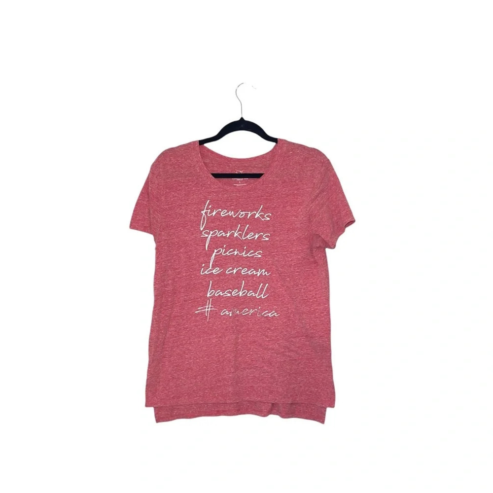 State of Mine Red Burn Out Summer Graphic Short Sleeve Tee Large Women’s